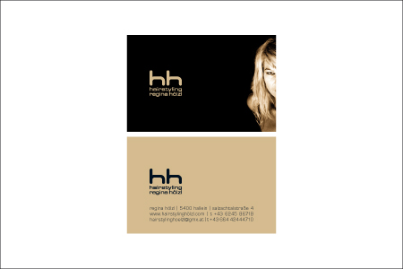 Hairstyling Hoelzl Visitenkarte Vorder- und Rückseite
