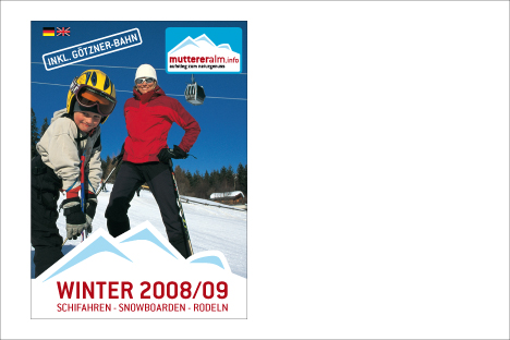 Muttereralm Bergbahnen Titelseite Folder Winter 2008/09